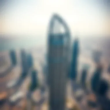 Aerial Perspective of Ayedh Tower Aerial view of Ayedh Tower and surrounding Dubai skyline