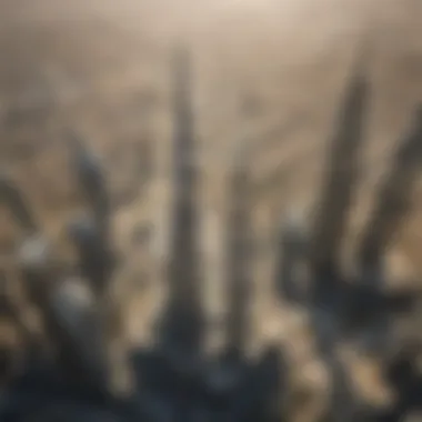 Aerial Perspective of Burj Khalifa A stunning aerial view of the Burj Khalifa towering over Dubai's skyline.