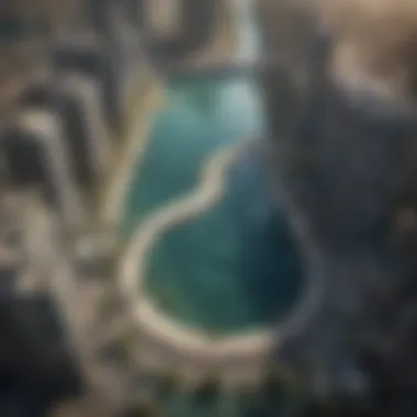 Urban Planning: The Symbiosis of Water and Cityscape Aerial view showcasing the integration of urban planning with water features