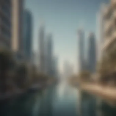 Modern Architectural Marvels Along Dubai's Canals Stunning view of Dubai's canal front with modern architecture