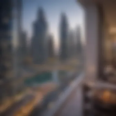 Luxury apartment balcony view in Dubai Marina