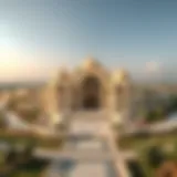 A panoramic view of Afamia Khan showcasing its intricate design and surrounding landscape.