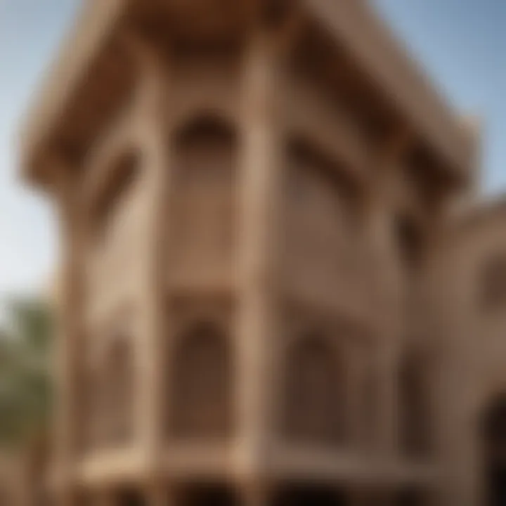 Intricate details of traditional Emirati architecture found in Al Seef Heritage Village