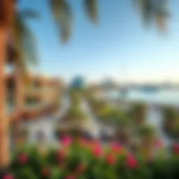 A panoramic view of Dubai Creek Harbour Park showcasing its lush greenery and modern architecture