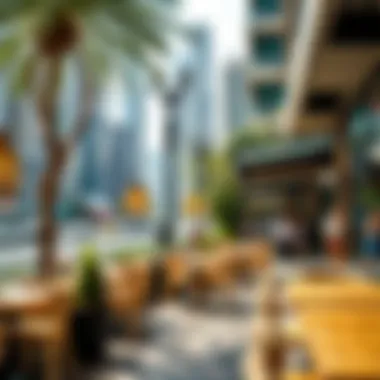 Vibrant Downtown Lifestyle in Dubai Vibrant downtown lifestyle with cafes and parks