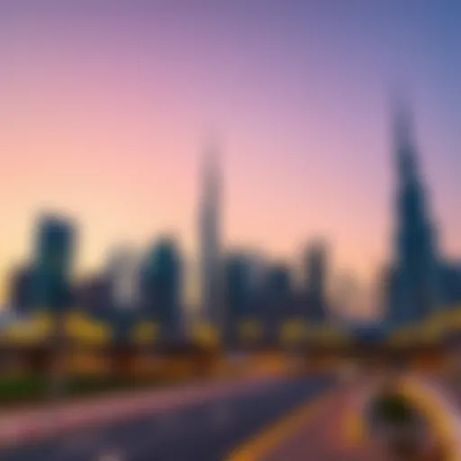 Stunning skyline of Dubai at dusk showcasing iconic buildings