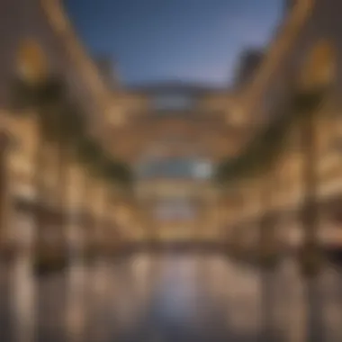 The Illuminated Splendor of Dubai Mall Stunning view of the Dubai Mall facade illuminated at night