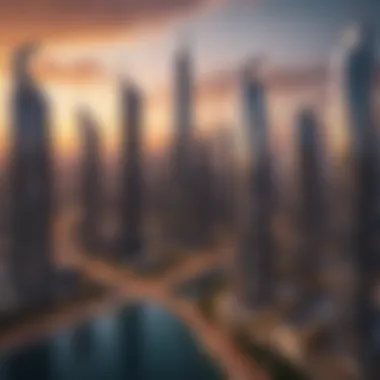 JLT Skyline at Sunset Aerial view of JLT's stunning skyline at sunset.