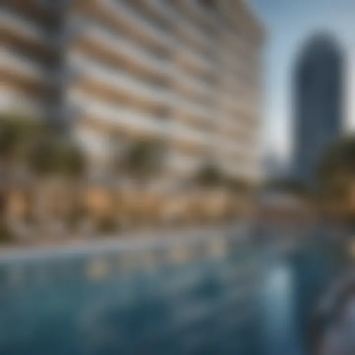 A panoramic view of the community amenities surrounding Pearl Marina Hotel Apartment