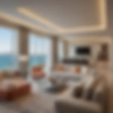 Modern Living Space at Pearl Marina Hotel Apartment Luxurious interior of a living space within Pearl Marina Hotel Apartment highlighting modern design