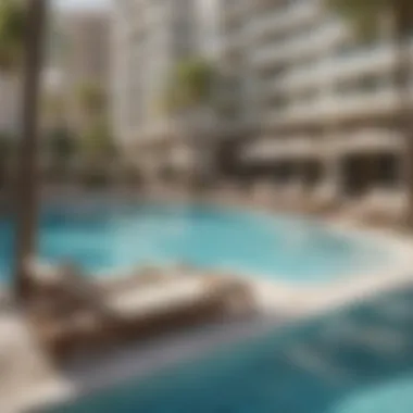 Relaxation at the Pool Area of Pearl Marina Hotel Apartment An inviting pool area at Pearl Marina Hotel Apartment emphasizing relaxation and leisure