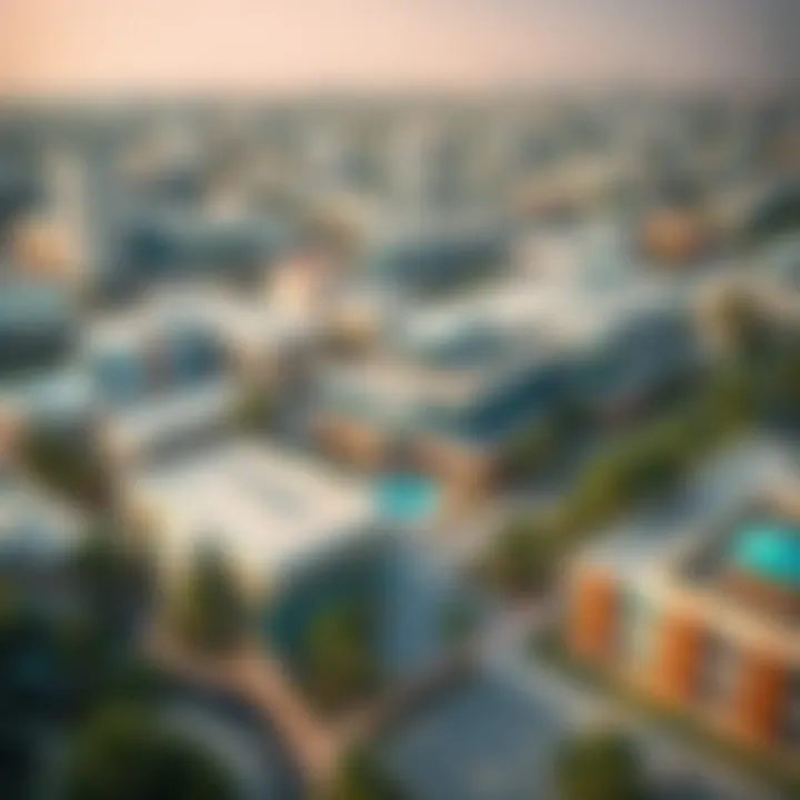 Aerial view of Al Nahda schools showcasing their diverse architecture