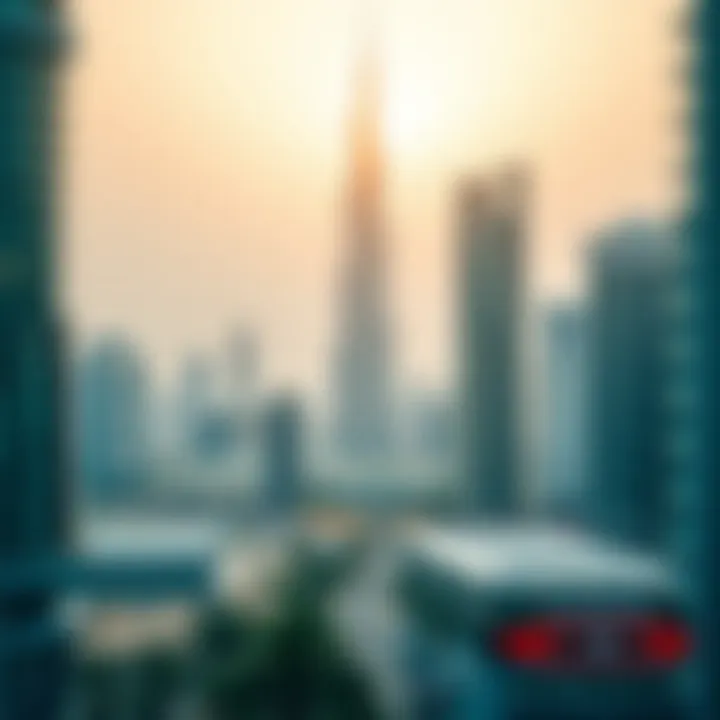 A panoramic view of Jumeirah Lake Towers with Silver Tower in focus