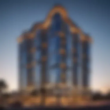 Architectural Marvel of Skyview Hotel The striking exterior design of Skyview Hotel Dubai showcasing its modern architecture