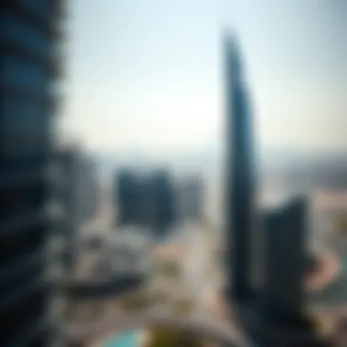 Aerial View of Edge Building Aerial view of the Edge Building highlighting its unique architecture against the Dubai skyline