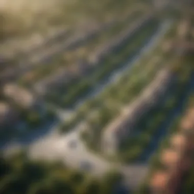 Aerial Perspective of Lulu Village Aerial view of Lulu Village showcasing lush greenery and modern infrastructure