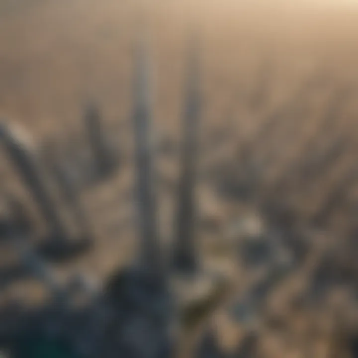 Aerial view of the tallest tower in Dubai showcasing its architectural brilliance