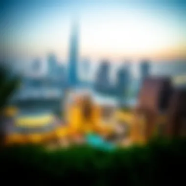 Panoramic View of Dubai's Skyline A panoramic view of Dubai's skyline featuring modern architecture