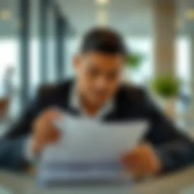 Documentation for Work Permit Verification Person reviewing documentation for work permit