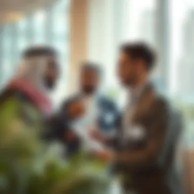 Consultation in Dubai's Real Estate Market Real estate agent discussing options with clients