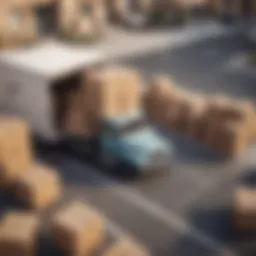 Overview of moving truck loaded with boxes