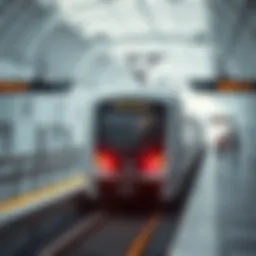 A modern Dubai Metro train arriving at a station