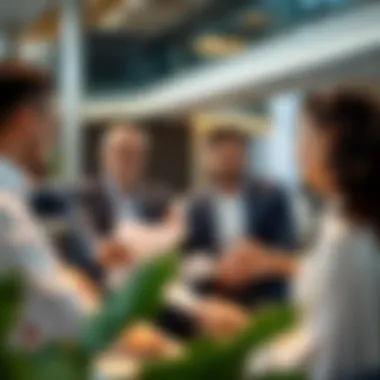 Investors Discussing Strategies Investors discussing strategies in a modern setting