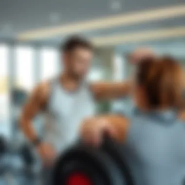 Personal trainer guiding a client during a workout