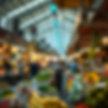 Dynamic Environment of the Market Market stalls bustling with activity