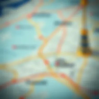 Navigating Dubai A navigation map highlighting key locations in Dubai