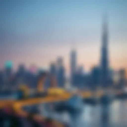 Skyline of Dubai with iconic landmarks