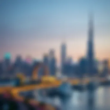 Dubai's Iconic Skyline Skyline of Dubai with iconic landmarks