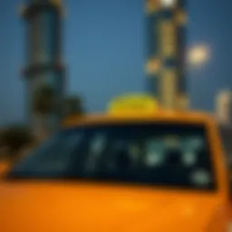 RTA taxi at a Dubai landmark