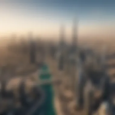 Modern Architectural Marvels of Dubai Aerial view of Dubai skyline showcasing modern architecture