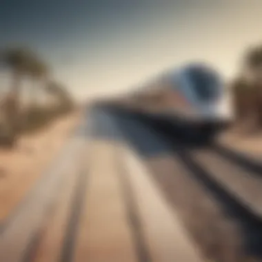 Conceptual Train Route Between Abu Dhabi and Dubai Conceptual illustration of the Abu Dhabi to Dubai train route