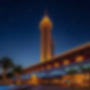 Architectural Marvels After Dark Stunning architectural features of The Pointe against a starry sky